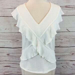 American Rag white off white ruffle neckline